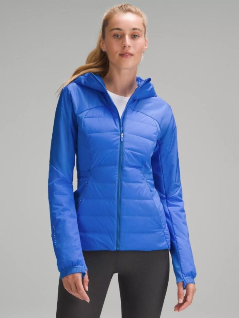 Lululemon Down for It All Jacket Psychic Blue Goose Down Hooded Size 8